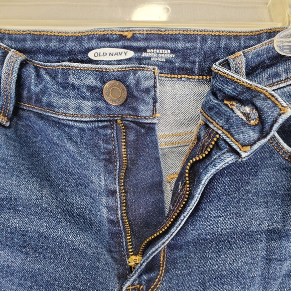 Old Navy Rockstar Womens Super Skinny Distressed Dark Blue Denim Jeans Size 10 - Picture 10 of 14